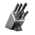 ZWILLING Vier Sterne Selbstschärfender Messerblock mit Messer 7-teilig, Rostfreier Spezialstahl, Made in Germany, Schwarz
