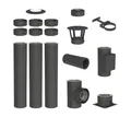 Jeremias Schornstein 3, 8 m Schornstein Ø130mm Komplettset DW DW-Black Bodenmontage, Ø 130 mm
