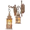 Loberon Laterne 2er Set Adéláde, Zwei Größen und Designs, inkl. Haken zur Wandbefestigung, mediterraner Charme, Outdoorlaterne, Eisen, Glas, antikcreme