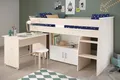 Etagenbett Hochbett Kinderbett weiß 90x200 mit Stauraum und Schreibtisch Charly
