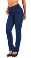 ESRA Damen Straight Fit Jeans Hose Damen Jeanshose gerader Schnitt bis Übergröße G700