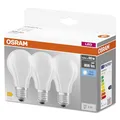 Osram LED-Lampe, Sockel: E27, Kalt weiß, 4000 K, 6,50 W, Ersatz für 60-W-Glühbirne, matt, LED BASE CLASSIC A, 3er-Pack