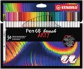 STABILO - Premium-Filzstift mit Pinselspitze für variable Strichstärken - Pen 68 brush - ARTY - 30er Pack
