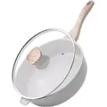 Keramik Bratpfanne 28 cm Induktion Antihaft mit Deckel und Holzgriff