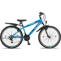 26 Zoll Fahrrad MTB mit Beleuchtung und SHIMANO 21-Gang Faster Blau - Blau