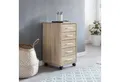 FINEBUY Rollcontainer Holz Rollen Standcontainer 33x63x38cm SuVa11683_1, (Schreibtischcontainer 33 x 63 x 38 cm Sonoma), Bürocontainer mit Rollen, Rollschrank 5 Schubladen