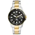 Fossil Quarzuhr Herren-Uhr Blue Dive Quarz Edelstahl-Band Gold-Silberton FS6031