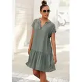 s.Oliver Blusenkleid mit Volant am Rock, Tunikakleid, Sommerkleid, Basic grün 36