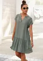 s.Oliver Blusenkleid, mit Volant am Rock, Tunikakleid, Sommerkleid, Basic, Gr. 36 - N-Gr, khaki N-Gr