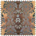 Heiro Samt Velours Möbelstoff Ornament Dubai Gold Blau mit Fleckschutz