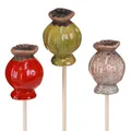Keramik Blumenstecker Mohn Deko 3 Farben Ø3,5cm 6 Stk Garten, 6 Stück