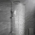 Joho Duschsäule Ohne Armatur – Xxl Regendusche Eckig 30x30 Cm – Edelstahl Chrom – Höhenverstellbar – Handbrause Mit 3 Strahlarten