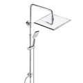 JOHO Duschset ohne Armatur, Chrom Duschstangeset Duschsäuleset, Regendusche Duschsystem Wassersparend mit Duschkopf aus rostfreiem Edelstahl 30x30cm eckig