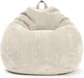 Green Bean® Indoor Sitzsack 90x110cm EPS-Perlen Füllung & Cordstoff Kuschelig Weich Waschbar - Drinnen Bodenkissen Liegekissen Sitzkissen Sitzhocker Relax-Sessel Kinder Erwachsene Stoff Beige