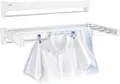 Leifheit Wandtrockner Telegant 36 Protect Plus zum Ausziehen, Wandtrockner ausziehbar für Wäsche, Wäschehalter Wand inkl. Handtuchstange, für drinnen und draußen, platzsparender Wandwäschetrockner