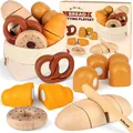 Children's Kitchen Play Kitchen Accessories Made of Wood, Kitchen Toy Cutting...