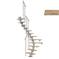 DOLLE Mittelholmtreppe "Dublin", buchenholz, 13 Stufen, bis 315cm Raumhöhe - grau