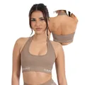 SMILODOX Sport BH Damen Azura, Nahtloses & Rückenfreies Crop Top, Neckholder Sport Bra mit Starken Halt und Kompressionsgefühl, Yoga Tank Top, Sportunterwäsche für Fitness, Gym, Alltag & Pilates