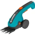 Akku-Grasschere ClassicCut Li Set, 3,6Volt türkis/schwarz, Li-Ionen-Akku 2,5Ah, mit Teleskopstiel und Laufrädern