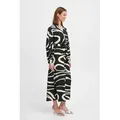 b.young Maxikleid BYIBINE AOP DRESS 2 - gemustertes Maxikleid in Blusenform schwarz 36