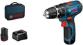 Bosch GSB 12V-15 Professional, Akku-Schlagbohrschrauber mit 2x 2,0Ah-Li-Ion-Akku, Softbag (06019B690H)