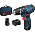 Bosch Akku-Schlagbohrschrauber GSB 12V-15, 12V / 2,0Ah, mit 2 Akkus und Tasche