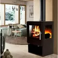 Panorama Kaminofen 9.8kW Holzofen 3 Scheiben 3 seitig Heizofen Ofen Kamin 56315 - Schwarz