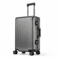 100% Aluminium Handgepäck-Koffer Trolley 4 Rollen TSA Hartschale 55x36x23cm Grau