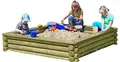 Gartenpirat Sandkasten 180x180 cm aus Rund-Holz Ø 10cm kesseldruckimprägniert TÜV geprüft
