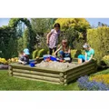 Gartenpirat Sandkasten 180x180 cm Sandkasten aus Holz Palisaden Ø 10 cm Rundhölzer TÜV, TÜV Geprüft