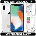 Apple iPhone X 10 - 64 GB - Silber Weiß - 100% Batterie - Set - Zustand: GUT