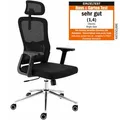 CLOUVOU Bürostuhl BrightSeat, schwarz, Stoff / Netz, mit Kopfstütze, bis 150 kg
