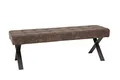 Hela Tische, Sitzbank Esszimmerbank Donna, Bezug Softex Vintageoptik Braun, X-Metallgestell Anthrazit, 140x45x48 cm