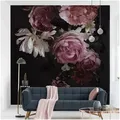 Bilderdepot24 Fototapete Blumen Rosa Blumen Schwarz Blumentapete Floral Natur Modern Kunst, Glatt, Matt, (Vliestapete inkl. Kleister oder selbstklebend), Wohnzimmer Schlafzimmer Küche Flur Motivtapete Vliestapete Wandtapete rosa 2.88 m x 2.88 m