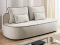 Vero - Modernes und abgerundetes 3-Sitzer-Schlafsofa mit Bettkasten aus Hellgrau Plüschstoff mit graphiter Paspel