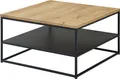 Couchtisch TILDA 75 x 75 Platte Eiche geölt Metallgestell mit Ablage