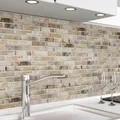 danario Küchenrückwand selbstklebend - Matt - Spritzschutz Küche - versteifte PET Folie - 0,4 mm - Ziegelsteine - 60cm x 60cm