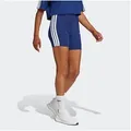 adidas Sportswear Trainingstights ESSENTIALS 3-STREIFEN HIGH WAISTED KURZE LEGGINGS kurze Leggings, mittelhoher Bund, flacher, elastischer Bund blau XS