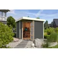 Gartenhaus KARIBU "Schwandorf 5", grau (terragrau), ohne Fußboden, ohne Rück- und Seitenwand, ohne Dacheindeckung, Gartenhäuser, aus hochwertiger nordischer Fichte