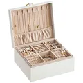SONGMICS Schmuckkästchen weiß, beige 24,0 x 20,5 x 11,0 cm, 1 St.