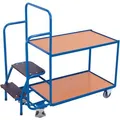 VARIOfit Kommissionierwagen sw-600.614, 2 Etagen, 985 x 595mm, mit 2 Trittstufen
