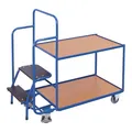 Kommissionierwagen, 2 Ladeflächen, Leiter 2-stufig , Ladefläche LxB 990x590 mm, Auáenmaáe LxBxH 1320x