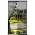 VERDICKTER Fliegengitter Tür Moskitonetz Tür Magnet Vorhang Insektenschutz für Balkontür, Kellertür und Terrassentür Kinderleichte Klebemontage Ohne Bohren, Schwarz, 110x220cm