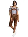 Steigenhöfer Lederhose Damen Tracht Shorts Kniebund - 100% Rindsleder - Clara - Traditionelle Kurze Hose für Frauen - Inklusive verstellbaren Trägern - Dirndl Alternative - Mittelbraun - 34
