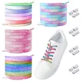 MEMOFYND 4 paar bunte Schnürsenkel ohne Krawatte, elastische Schnürsenkel mit Metallschnalle, universelle Ersatzschnürsenkel, geeignet für Segeltuchschuhe, Sportschuhe, Stiefel, Hosenseil (120 cm)