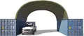 TOOLPORT Container Überdachung Contop 8x6m – PVC Plane 2300N dunkelgrün – Lagerhalle Schüttgut Unterstand Zelthalle