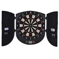 HOMCOM Elektronische Dartscheibe Dartboard mit Sprachansagen Englische Stimme LED-Anzeigen 6 Darts 26 Spiele 185 Varianten Dartautomat mit Tür Dartscheibe Set für bis zu 8 Spieler