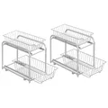 SONGMICS Küchen-Organizer 2er Set, Küchenregal, Ordnungssystem, jeweils 2 Ebenen, stapelbar, erweiterbar, mit Metallkörben, für Küche, Badezimmer, Taubengrau KCS017E02V1