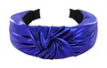axy Breiter Haarreif mit Knoten Metallicfarbe - Damen Haarreifen in Metallic-Optik Stirnband Haarschmuck HR35G (Blau)