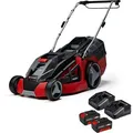 Einhell Rasenmäher GE-CM 43 Li M Kit,3413130, Akku, 2x18V/4Ah, 2 Akkus, 2 Ladegeräte und Fangkorb 63L